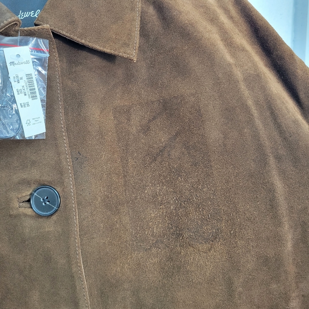 Madewell Boxy-Crop Jacket in Suede **Flawed NWT Espresso - Picture 6 of 9